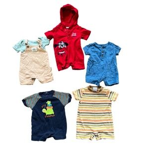 Carter's, Rabbit + Bear, Gymboree +: 5 Baby Rompers, Size 3 Months